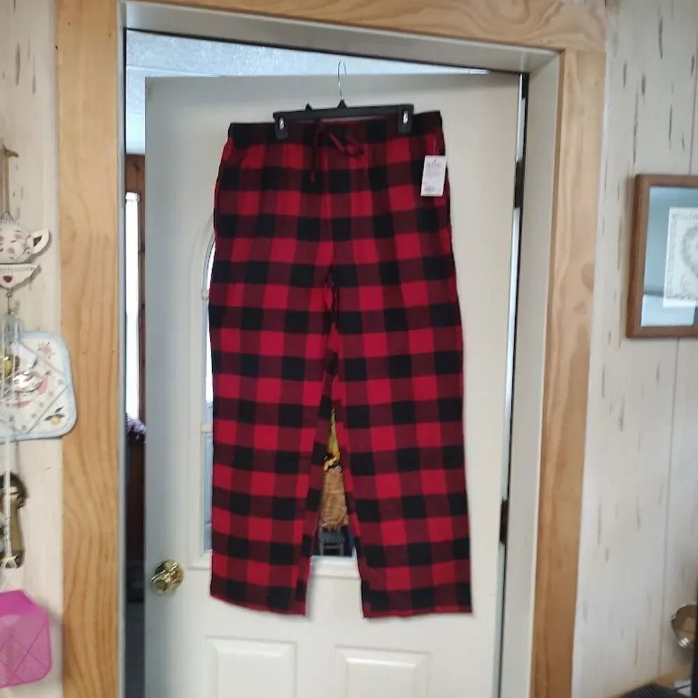 NWT Sonoma Red Black Checked Flannel Sleep Pants Size Men's L
